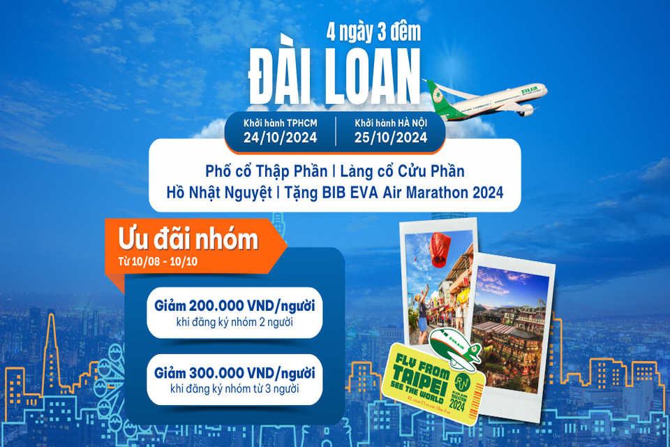EVA Air Marathon 2024: Ưu đãi dành cho khách hàng đăng ký theo nhóm
